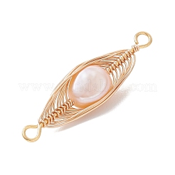 Подвески-соединители в форме конского глаза из натурального культивированного пресноводного жемчуга с медной проволокой&nbsp;PALLOY-JF04766