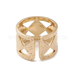 Ионное покрытие(ip) 304 нержавеющая сталь ромб открытые манжеты кольца для женщин RJEW-G285-31G