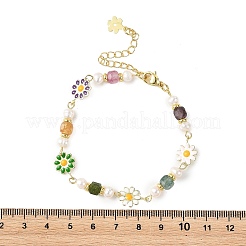 Bracelets en laiton émaillé à maillons fleuris pour femmes&nbsp;BJEW-JB14164
