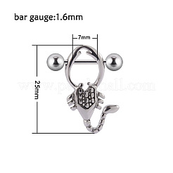 304ステンレススチールニップルシールド  ステンレス鋼色  サソリ  25mm&nbsp;WG66F66-16