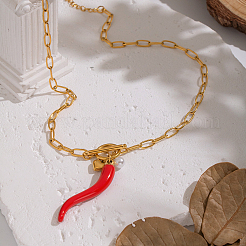 Персонализированный кулон с перцем чили из нержавеющей стали 304 и красной эмалью TG1735