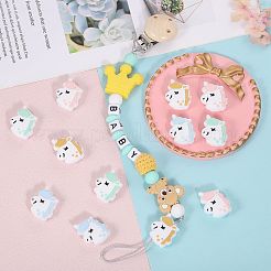 12шт 4 стиля мультяшный единорог силиконовые бусины JX694A