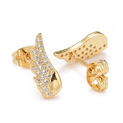 Серьги-гвоздики в виде крыльев из прозрачного кубического циркония EJEW-G288-23G