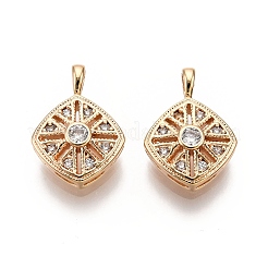Ромбовидные латунные подвески из прозрачного кубического циркония с микропаве&nbsp;KK-G436-16G