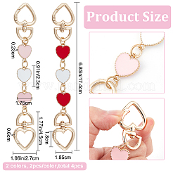 4 шт. 2-цветная эмалированная цепь для сумки в форме сердца FIND-CP0001-59