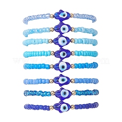 8 шт. браслеты из стеклянных бусин и бусин лэмпворк для женщин&nbsp;BJEW-MZ00263