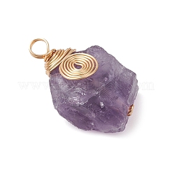 Необработанный натуральный зеленый авантюрин/тигровый глаз/розовый кварц/аметист/кварцевый кристалл подвески из медной проволоки с вихревой обмоткой&nbsp;PALLOY-JF03300