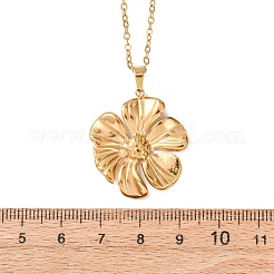 Halsketten mit strukturiertem Blumenanhänger aus Edelstahl 304 für Damen&nbsp;NJEW-C117-01C-G