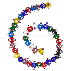1 нить бусины ручной работы в технике лэмпворк с тыквенными пятнами LAMP-LT0001-04