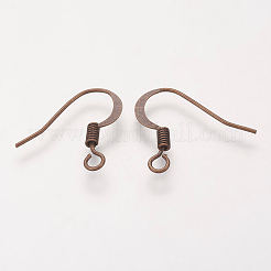 真鍮フレンチピアスフック  水平ループ付き  フラットピアスフック  ニッケルフリー  赤銅鉱  17mm  穴：2mm&nbsp;X-KK-Q366-RC-NF