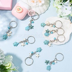 20 брелок с подвеской в виде черепахи с морской звездой из искусственной бирюзы&nbsp;KEYC-CP0001-47A