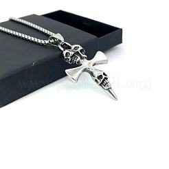 Ожерелья из нержавеющей стали с подвеской в виде черепа и креста для мужчин QC6124