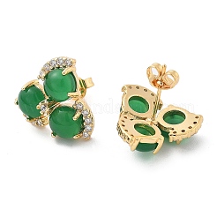 Orecchini a bottone in ottone con zirconi chiari e micro pavè&nbsp;EJEW-G415-02C-G