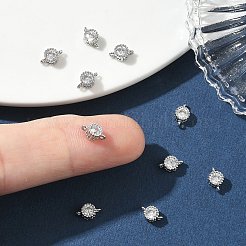 Messing Pflaster klar Kubisch Zirkonia flache runde Anschluss Charms&nbsp;XGRQ3D158-499P