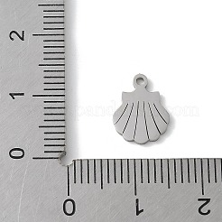 304ステンレススチールチャーム  シェルチャーム  レーザー切断  変色防止  ステンレス鋼色  11x8.5x1mm  穴：1.2mm&nbsp;STAS-E501-03P