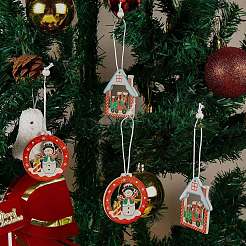 Ensemble d'ornements en bois de noël&nbsp;JX057A