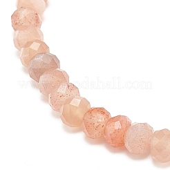 女性のための天然サンストーン ロンデル ビーズ ストレッチ ブレスレット  内径：2-1/8インチ（5.5cm）&nbsp;BJEW-JB08956-02