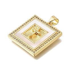 Подвески в форме ракушек из латуни с микропаве и кубическим цирконием&nbsp;KK-D328-07G