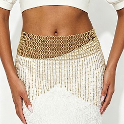 Jupe de plage estivale en maille plastique à franges et chaînes de corps pour bikini sexy&nbsp;WG0979A-01