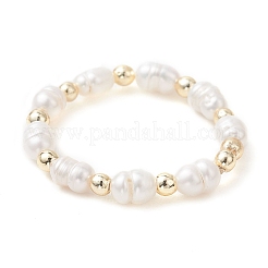 Регулируемые кольца на палец из натурального культивированного пресноводного жемчуга для женщин&nbsp;RJEW-JR00993