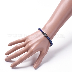 Натуральный лазурит (окрашенный) из бисера эластичные браслеты BJEW-JB05026-02