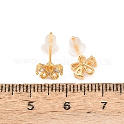 Серьги-гвоздики из латуни с микропаве из прозрачных кубических цирконий для женщин&nbsp;EJEW-A150-03G