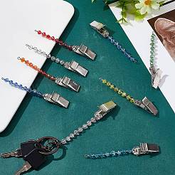 Rondelle гальванический съемник зажимов для кредитных карт со стеклянными бусинами AJEW-AB00071