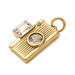 Ciondoli in acciaio inossidabile 304 con micro pavé di zirconi cubici trasparenti&nbsp;CU-B001-04G