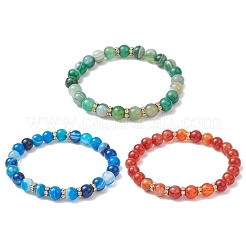 Bracelets extensibles en agate à bandes naturelles&nbsp;BJEW-JB12185