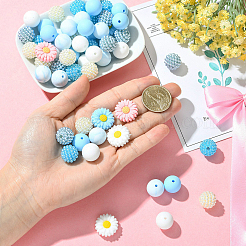 60 шт. 9 вида силиконовых бусин и акриловых бусин&nbsp;SIL-YW0002-35