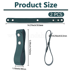 PUレザー製馬鞭収納ストラップ  合金ボタンで  ダークシーグリーン  365x30x6.3mm&nbsp;FIND-GF0009-73A