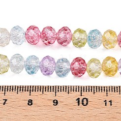 透明ガラスビーズ連売り  ファセット（32ファセット）  ロンデル  カラフル  8x6.5mm  穴：1.2mm  約60~62個/連  39~40cm&nbsp;GLAA-T023-8mm-A07