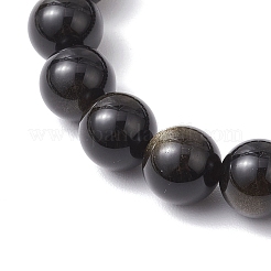 Браслеты из натурального золотистого обсидиана с круглыми бусинами для мужчин и женщин BJEW-JB11783-02