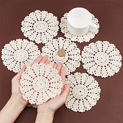 綿編みの洗えるランチョンマット  かぎ針編みの花のコースター  トウモロコシの穂の黄色  125x1.5mm&nbsp;DJEW-WH0016-38