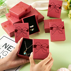 12 шт. подарочные коробки для хранения украшений из бумаги с бантом&nbsp;CBOX-TA0001-14B