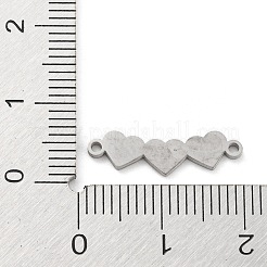変色しない304ステンレススチールコネクタチャーム  トリプルハートリンク  ステンレス鋼色  5.5x19x1mm  穴：1.2mm&nbsp;STAS-P332-03P