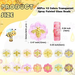 60 pz 12 colori perle di vetro verniciate a spruzzo trasparenti&nbsp;GLAA-CJ0001-85