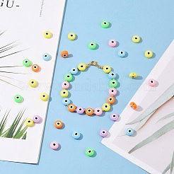 120 шт. двухцветные непрозрачные акриловые бусины с принтом&nbsp;OACR-YW0002-43