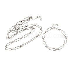 Schmucksets aus Büroklammerketten aus Edelstahl 304 (Armband & Halskette)&nbsp;SJEW-L199-02P
