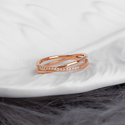 Кольца для женщин из нержавеющей стали 304 с микропаве из прозрачных кубических цирконий FS-WG1B662-02