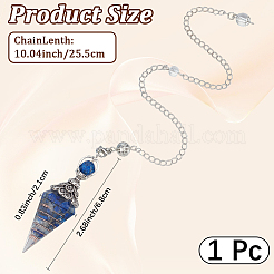 Natürliche Lapislazuli & Harz sechseckige spitze Wünschelruten&nbsp;AJEW-CN0008-32B