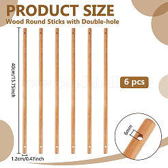 Bâtons ronds en bois artisanaux à faire soi-même avec double trou&nbsp;DIY-WH0622-524A