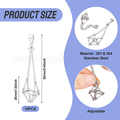 10 шт. подвески-мешочки в стиле макраме из нержавеющей стали 201 и 304&nbsp;PALLOY-TAC0197