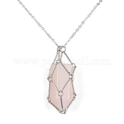 Pochette en macramé en laiton porte-pierre vide pour la fabrication de colliers pendentifs&nbsp;NJEW-JN04445-02
