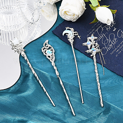 4 шт. 4 стиля палочки для волос из сплава и смолы в тибетском стиле&nbsp;OHAR-SC0001-14