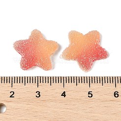 模造キャンディ食品スタイルの樹脂カボション  スター  グラデーションカラー  ライトサーモン  17x17.5x6mm&nbsp;X1-RESI-R461-02L