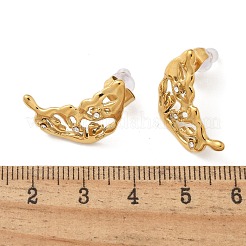 Orecchini a bottone con strass in acciaio inossidabile 304&nbsp;EJEW-M069-05G