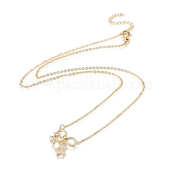 Colliers à pendentif en zircone cubique transparent micro pavé en laiton&nbsp;NJEW-R256-03