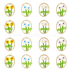 16 Stück 4 Farben Glasperlen & handgefertigte Millefiori-Glasanhänger&nbsp;FIND-TA0009-56