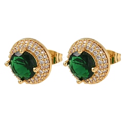 Aretes de latón con micro pavé de circonio cúbico para mujer&nbsp;EJEW-F418-05G